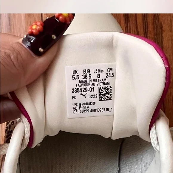 Puma Cream and Leopard Sneakers with Pink Accent - Picture 4 of 5